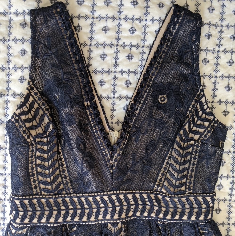 NWT Just Me navy lace dress - Picture 1 of 8